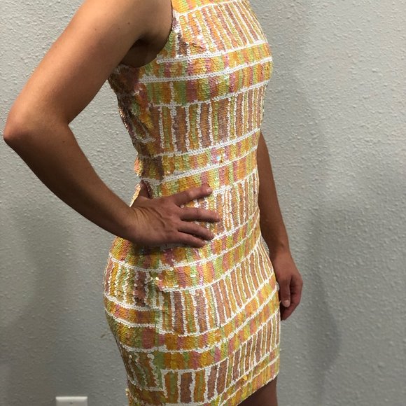 Vintage Oleg Cassini Black Tie Sequin Dress - Picture 1 of 4